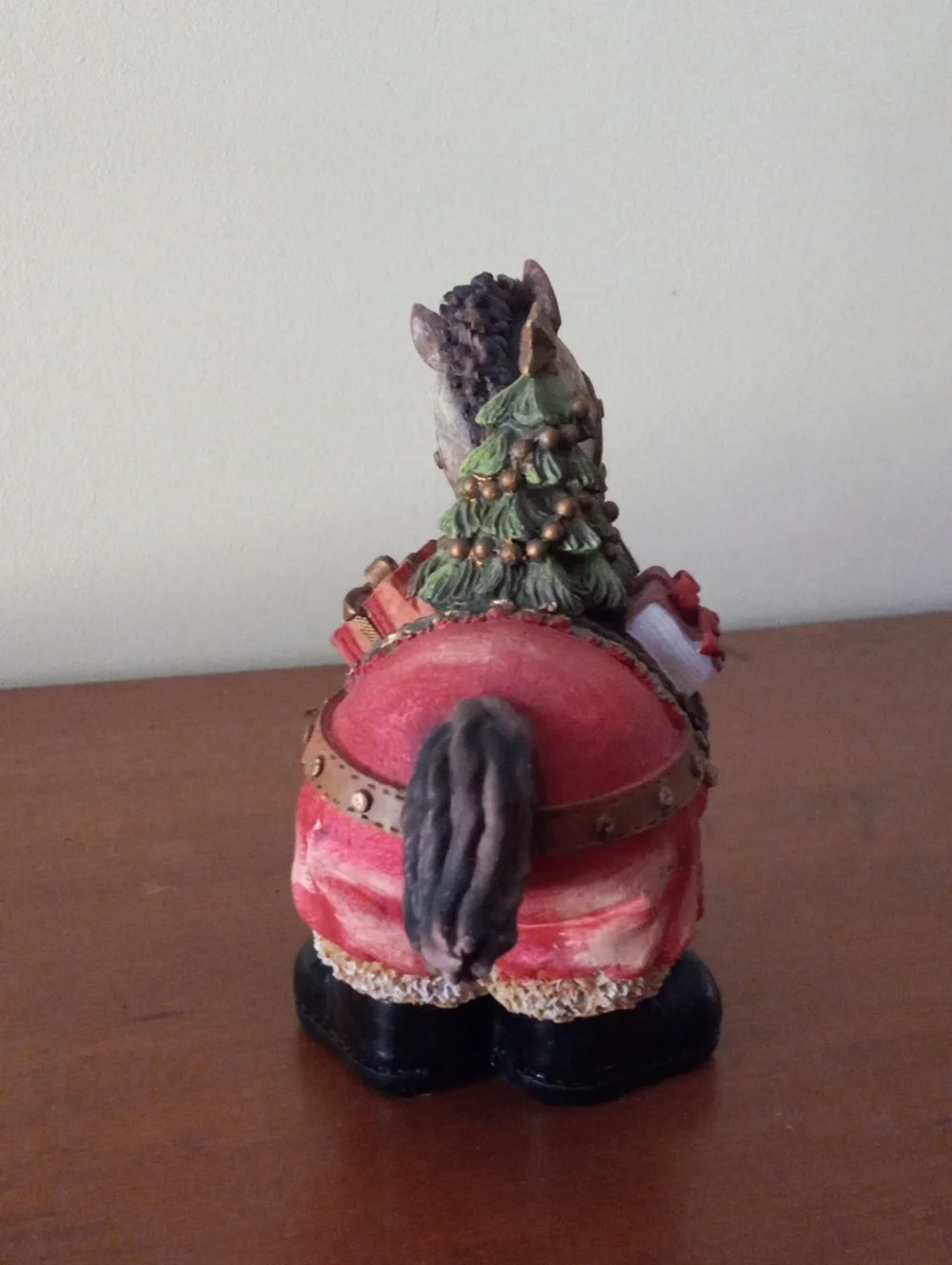 Whimsical Christmas Horse Bobblehead Figurine with Tree & Gift - Holiday Decor